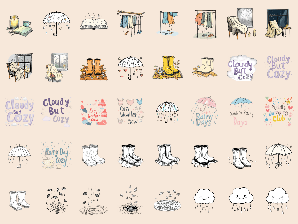 Rainy Days Cardmaking Clipart All Bundles Cardmaking Clipart - WondersArtist