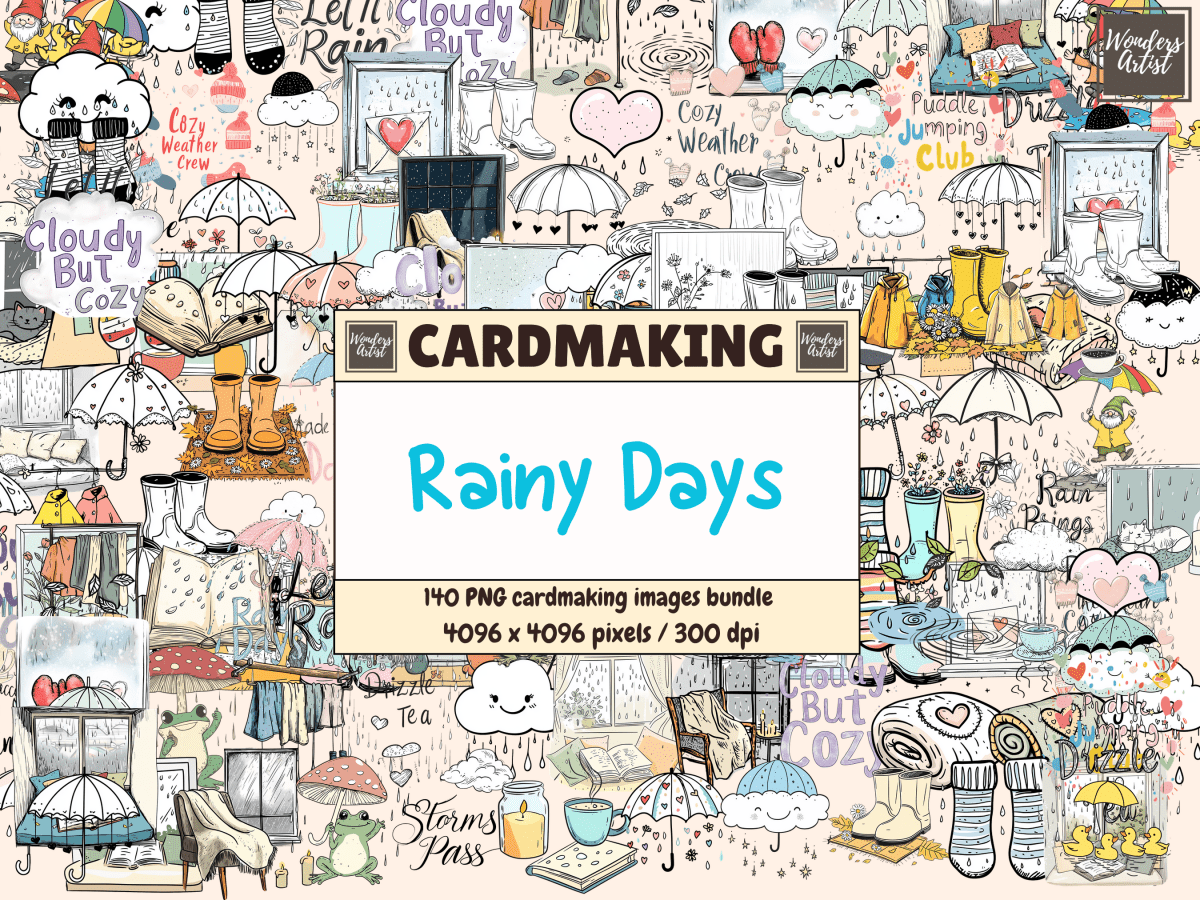 Rainy Days Cardmaking Clipart All Bundles Cardmaking Clipart - WondersArtist