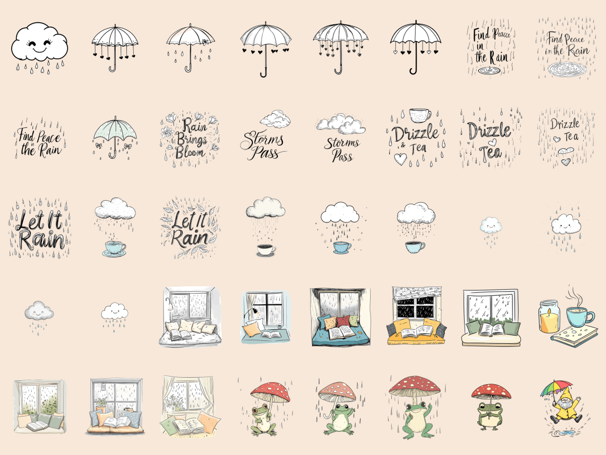 Rainy Days Cardmaking Clipart All Bundles Cardmaking Clipart - WondersArtist