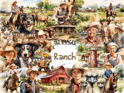 Ranch Watercolor Clipart cowboy clipart - Wonders Artist