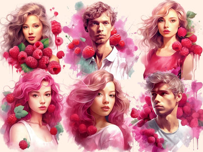 Raspberries Watercolor Clipart berries art - Wonders Artist