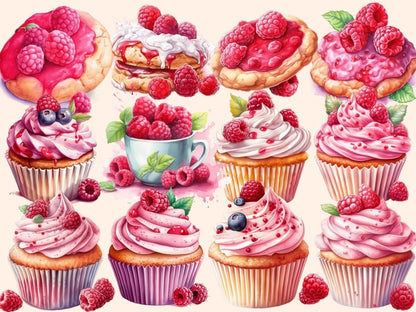 Raspberries Watercolor Clipart berries art - Wonders Artist