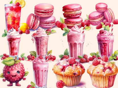 Raspberries Watercolor Clipart berries art - Wonders Artist