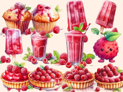 Raspberries Watercolor Clipart berries art - Wonders Artist