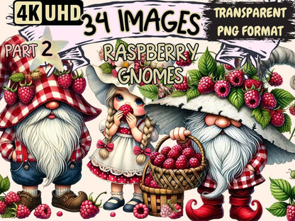 Raspberry Gnomes (P2) Clipart Cute gnome art - Wonders Artist