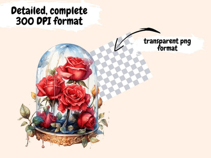 Red Roses Watercolor Clipart boho rose clipart - Wonders Artist