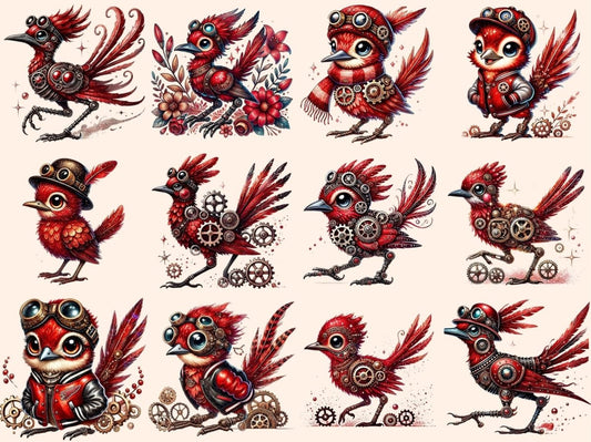 Červené Steampunk Roadrunners Clipart