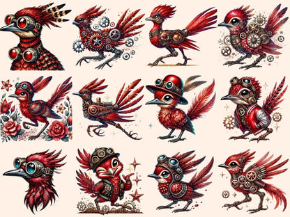 Red Steampunk Roadrunners Clipart fantasy roadrunners - Wonders Artist