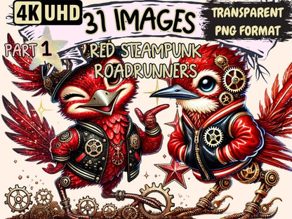 Red Steampunk Roadrunners Clipart fantasy roadrunners - Wonders Artist