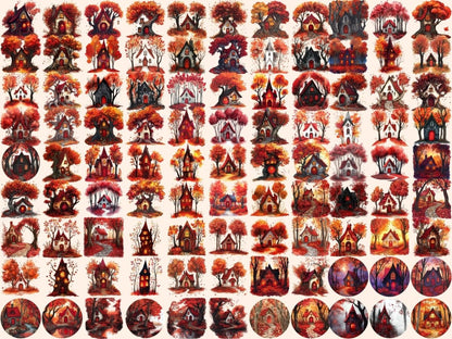 Red Witch Houses Clipart Enchanted House Art - Wonders Artist