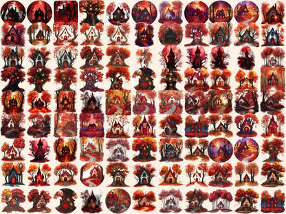 Red Witch Houses Clipart Enchanted House Art - Wonders Artist