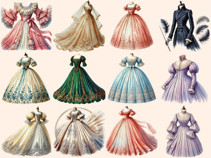 Regency Dresses Clipart elegant gowns - Wonders Artist