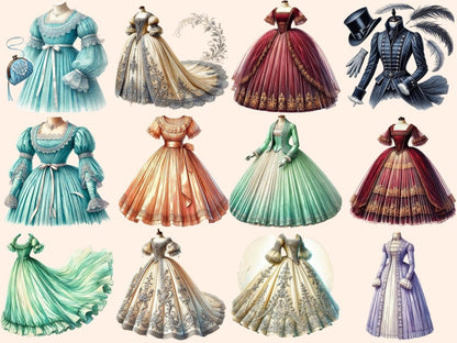 Regency Dresses Clipart elegant gowns - Wonders Artist