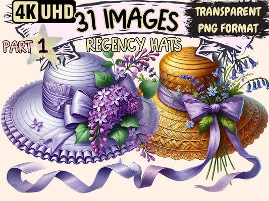 Regency Hats Clipart - High - Quality Instant Digital Download for Creative Projects