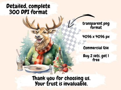 Reindeer Watercolor Clipart christmas clipart - Wonders Artist