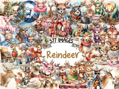 Reindeer Watercolor Clipart christmas clipart - Wonders Artist