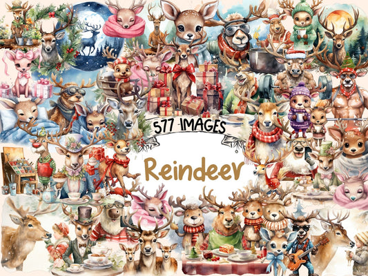 Reindeer Watercolor Clipart - High - Quality Instant Digital Download for Creative Projects