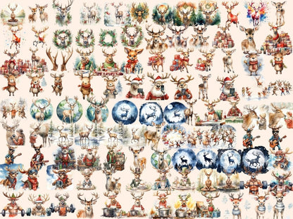 Reindeer Watercolor Clipart christmas clipart - Wonders Artist