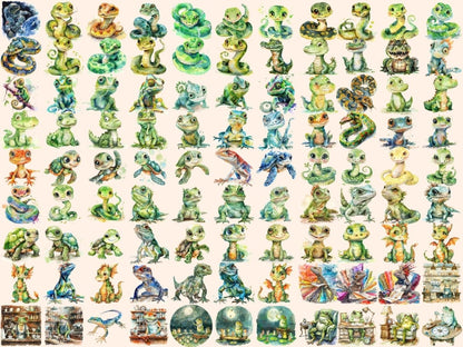 Reptiles Watercolor Clipart crocodile clipart - Wonders Artist