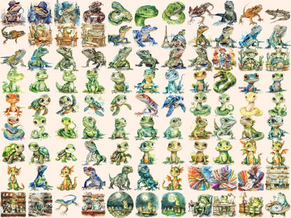 Reptiles Watercolor Clipart crocodile clipart - Wonders Artist