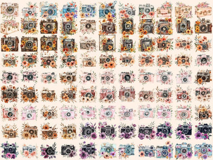 Retro Cameras Watercolor Clipart Analog Camera Art - Wonders Artist