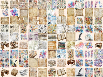 Retro Paper & Melody Watercolor Clipart Antique Music Art - Wonders Artist