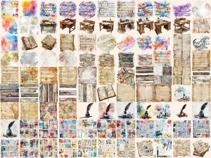 Retro Paper & Melody Watercolor Clipart Antique Music Art - Wonders Artist