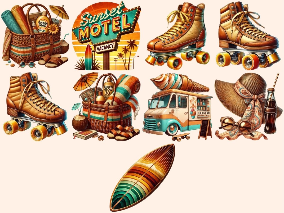 Retro Summer Clipart 70s summer clipart - Wonders Artist