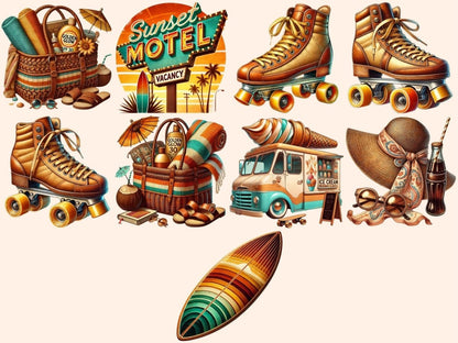 Retro Summer Clipart 70s summer clipart - Wonders Artist