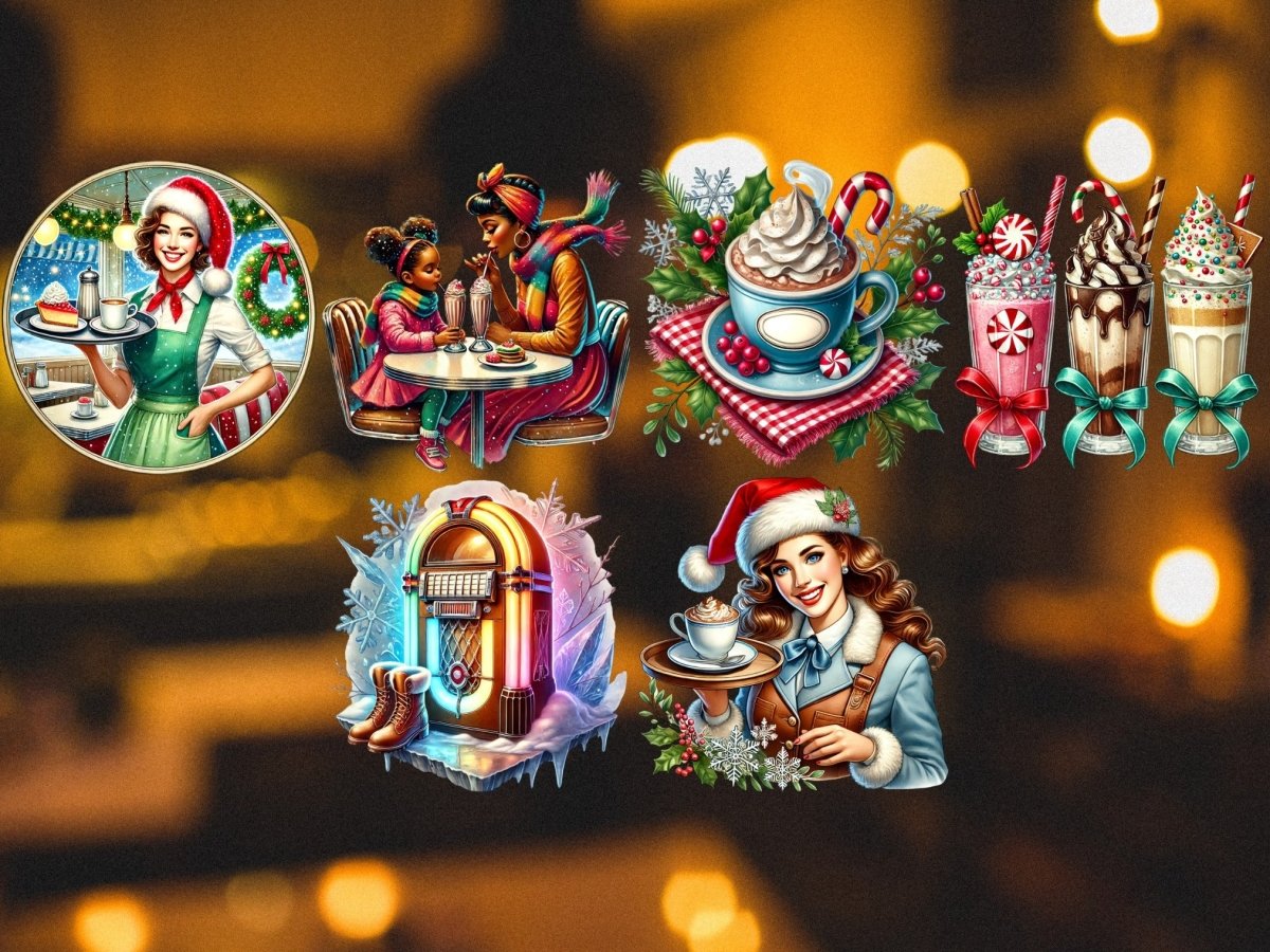 Retro vintercafé clipart (BEGRÄNSAD UPPLAGA) image 7