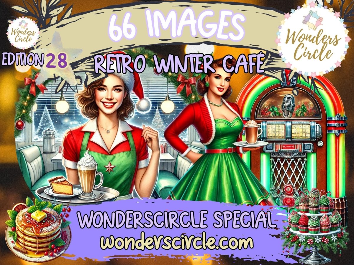 Retro vintercafé clipart (BEGRÄNSAD UPPLAGA) image 1