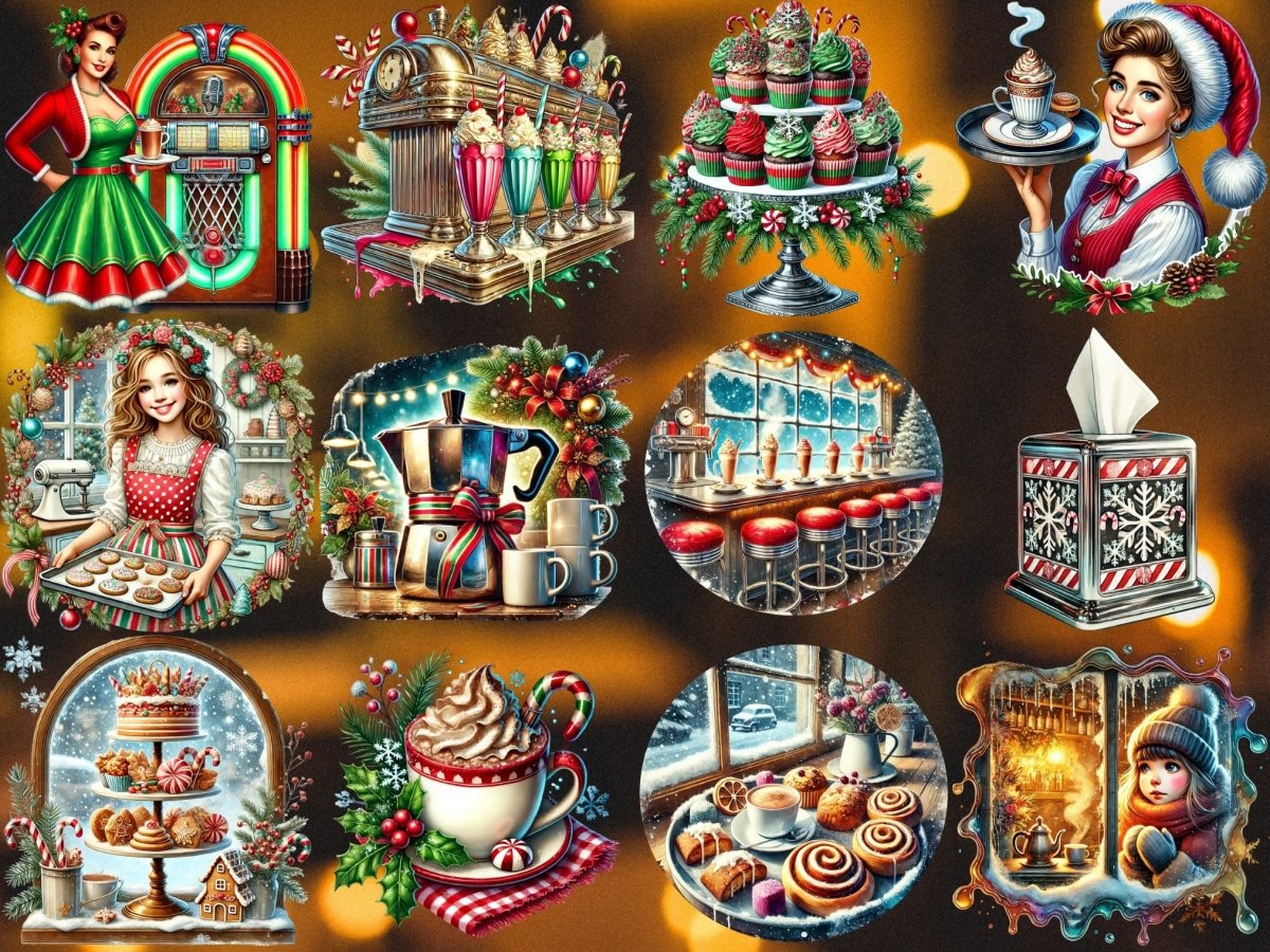 Retro vintercafé clipart (BEGRÄNSAD UPPLAGA) image 4