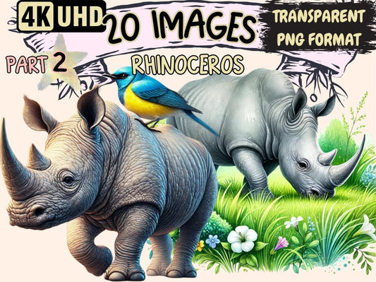 Rhinoceros (P2) Clipart Cartoon Rhino - Wonders Artist