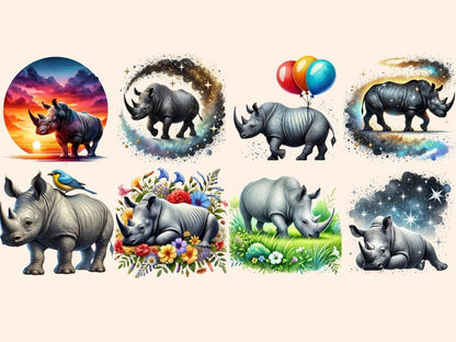 Rhinoceros (P2) Clipart Cartoon Rhino - Wonders Artist