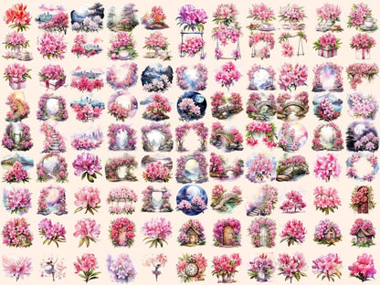 Rhododendron Flowers Watercolor Clipart flowers clipart - Wonders Artist