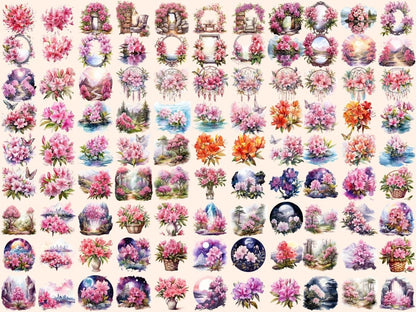 Rhododendron Flowers Watercolor Clipart flowers clipart - Wonders Artist