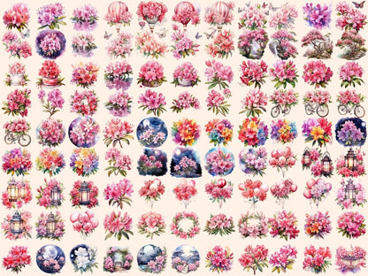 Rhododendron Flowers Watercolor Clipart flowers clipart - Wonders Artist
