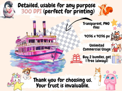 Riverboats Watercolor Clipart Antique Riverboats - Wonders Artist