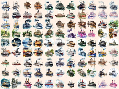 Riverboats Watercolor Clipart Antique Riverboats - Wonders Artist