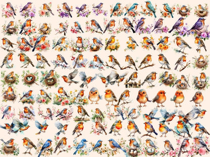 Robins Watercolor Clipart bird clipart - Wonders Artist