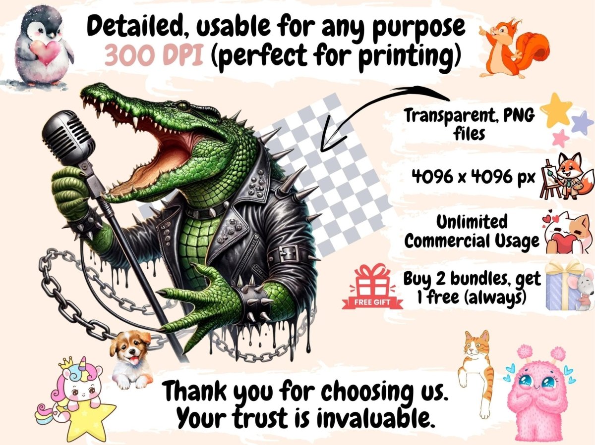 Rockstar Animals Clipart animal band art - Wonders Artist