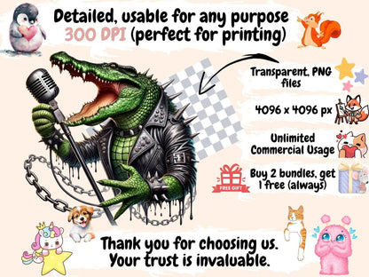 Rockstar Animals Clipart animal band art - Wonders Artist