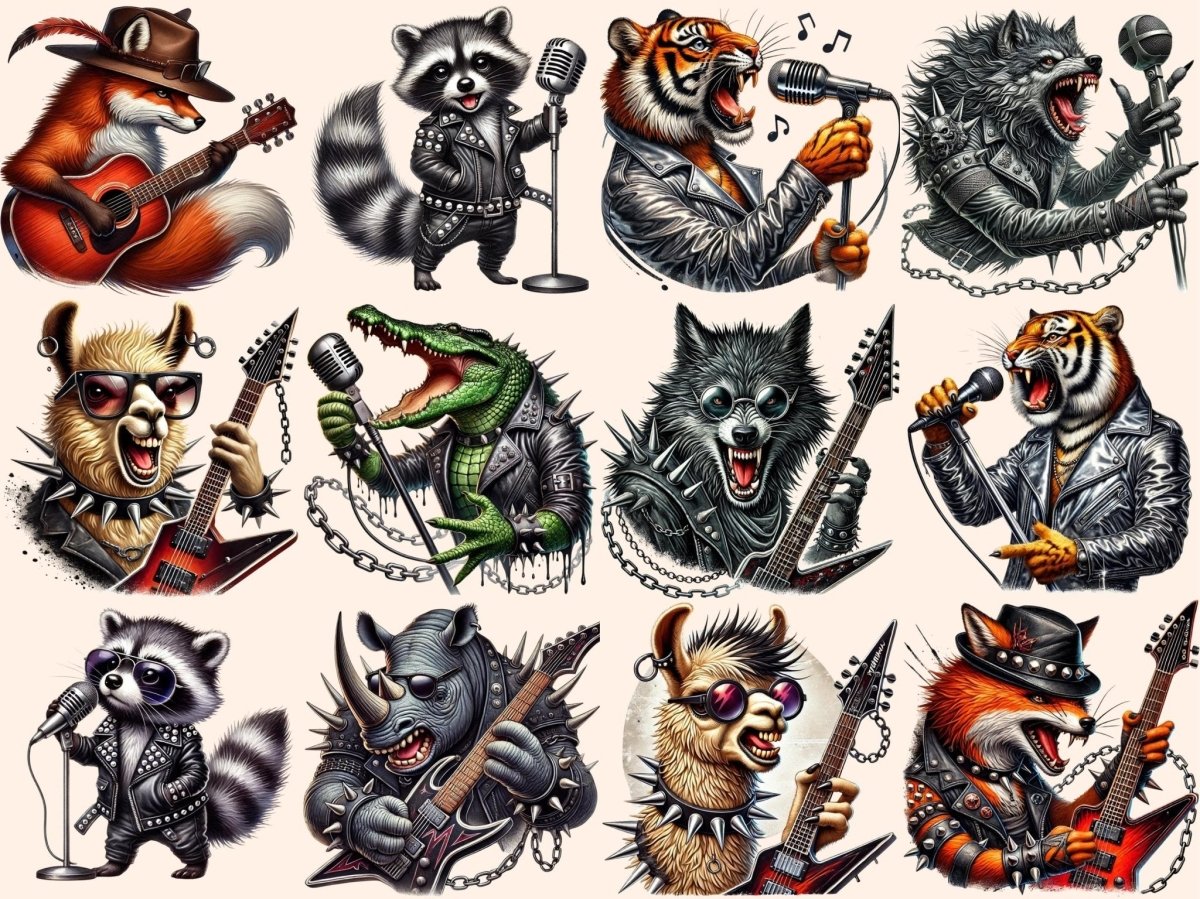Rockstar Animals Clipart animal band art - Wonders Artist