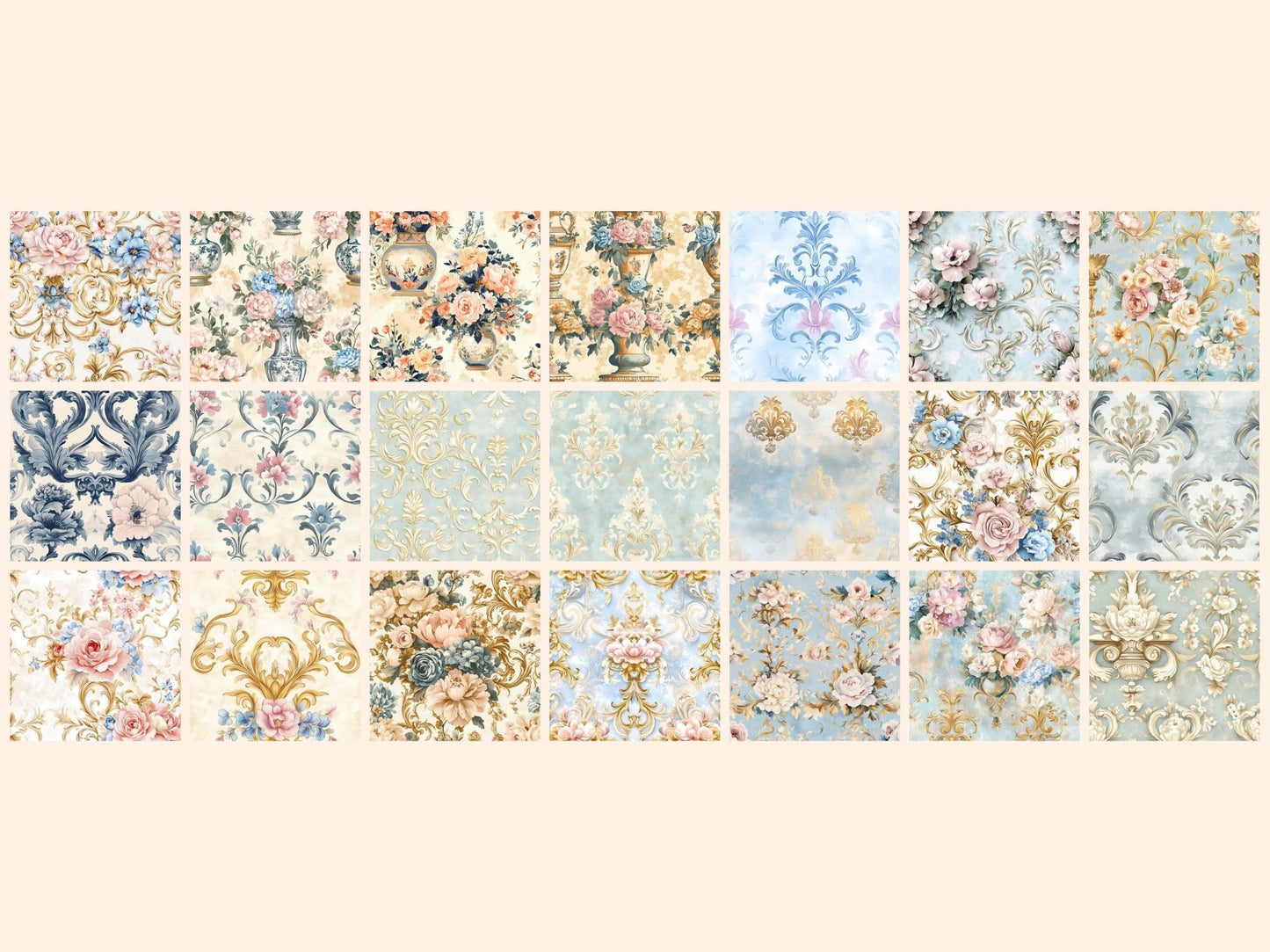 Rococo Palace Seamless Digital Paper - High - Quality Instant Digital Download for Creative Projects