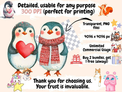 Romantic Animals Watercolor Clipart Adorable Animal PNG - Wonders Artist