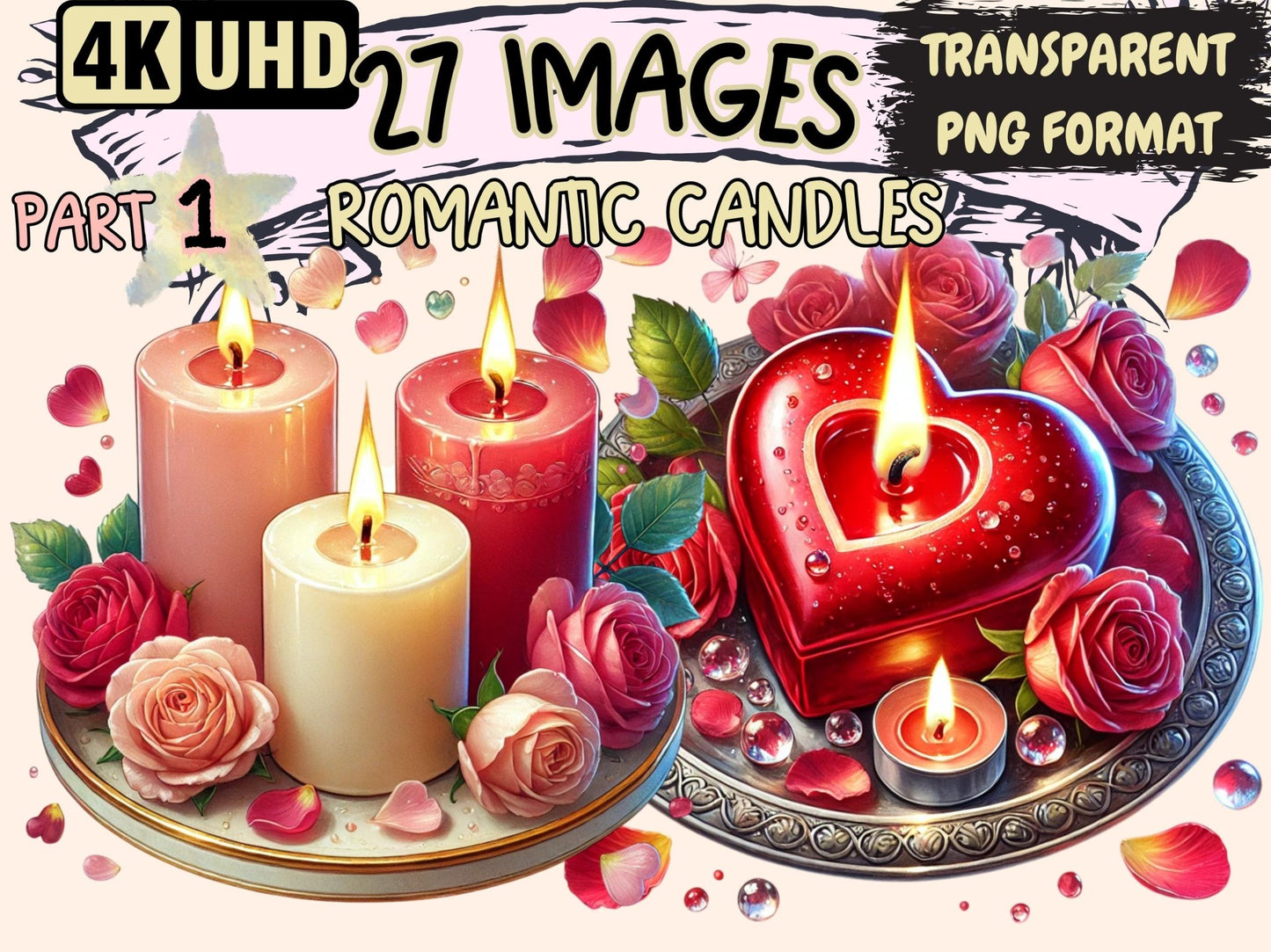 Romantic Candles Clipart - High - Quality Instant Digital Download for Creative Projects