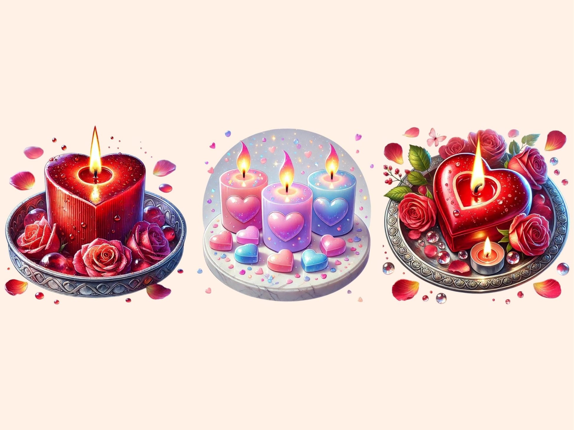 Romantic Candles Clipart - High - Quality Instant Digital Download for Creative Projects