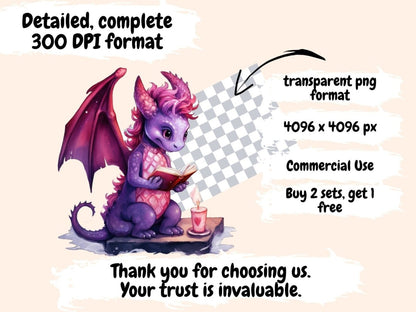 Romantic Dragons Watercolor Clipart cute dragon clipart - Wonders Artist