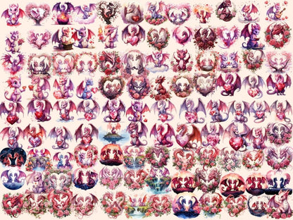 Romantic Dragons Watercolor Clipart cute dragon clipart - Wonders Artist