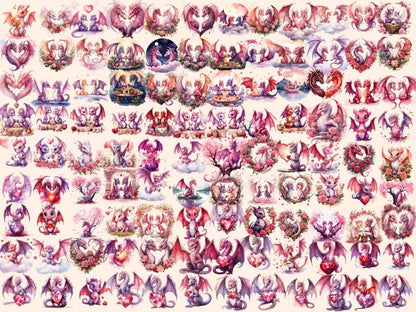 Romantic Dragons Watercolor Clipart cute dragon clipart - Wonders Artist